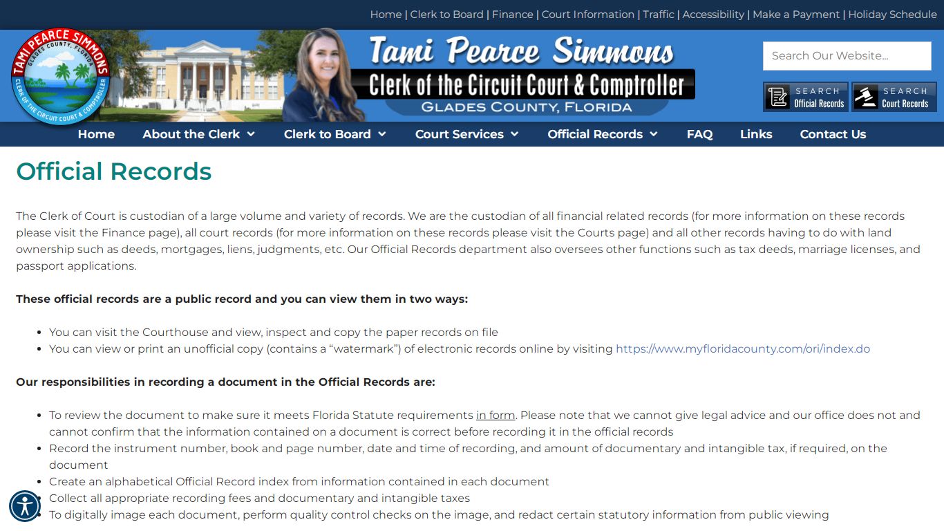 Official Records – Glades County Clerk of the Circuit Court & Comptroller